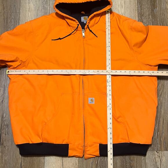 Carhartt Jacket Mens 4XLT Orange Blaze Hooded Full Zip Made in USA J140 Union - Picture 7 of 7